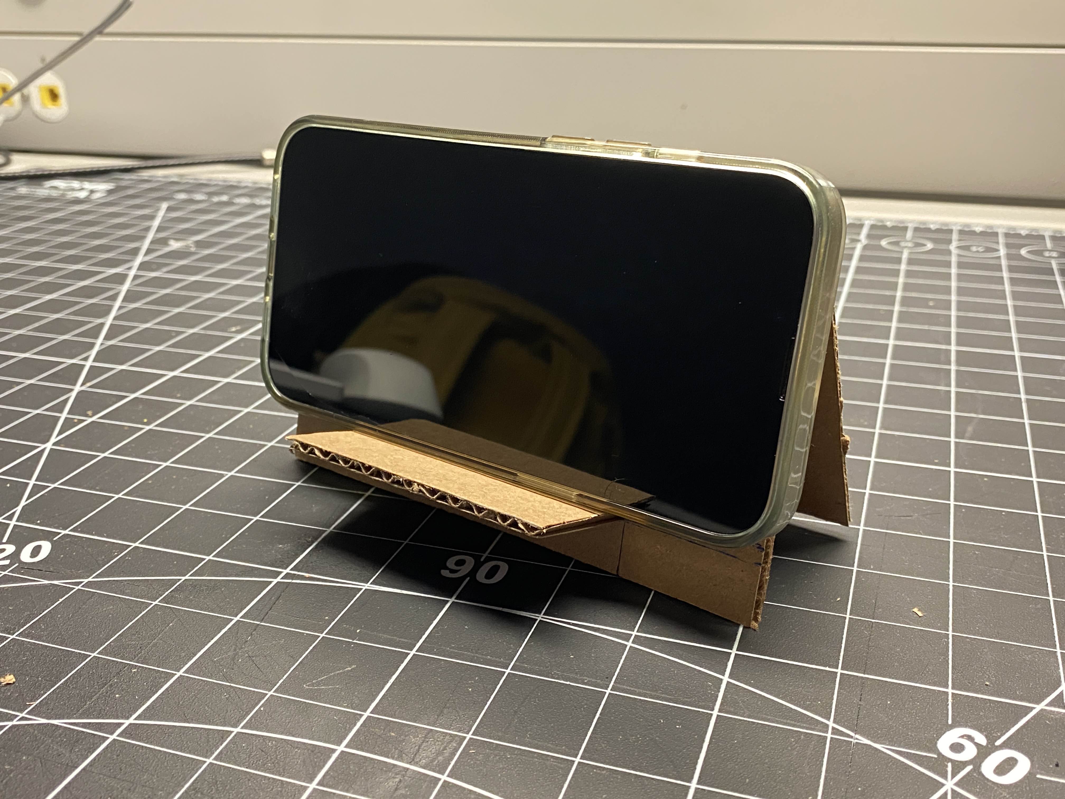 The first iteration of the phone stand.